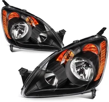 Black Housing Headlights Assembly For 2005-2006 Honda CRV C-RV Pair Left Right