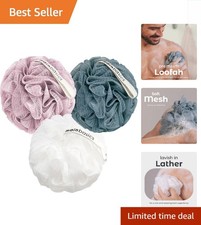 Luxurious Airy Blossom Shower Loofah Sponge Pouf Set of 3 for Exquisite Care