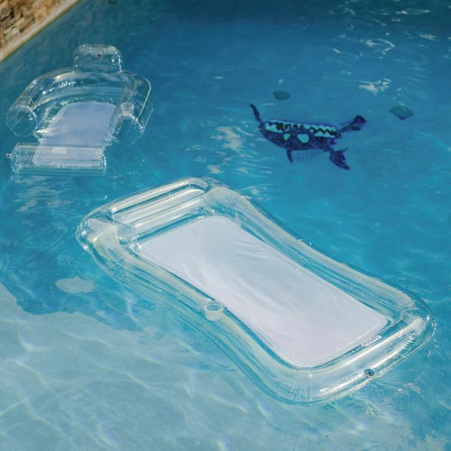 Inflatable Mesh Lounger - Pool Chair Float - Mesh Bottom Keeps You Cool - Blue - Picture 7 of 8
