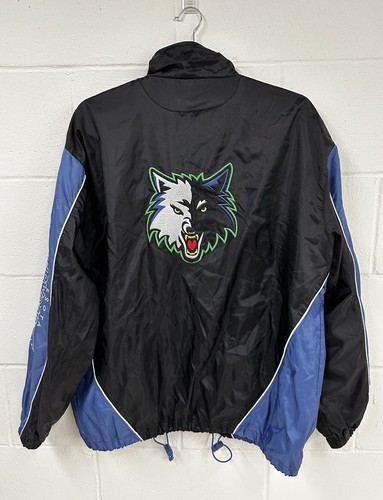 Vintage Minnesota Timberwolves G-III Black Windbreaker Zip Jacket Men’s Large L