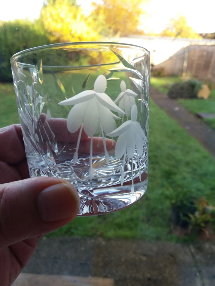 PAIR of STUART CRYSTAL CASCADE WHISKY TUMBLERS -- FUCHSIA. .. #1 - Image 3 of 4