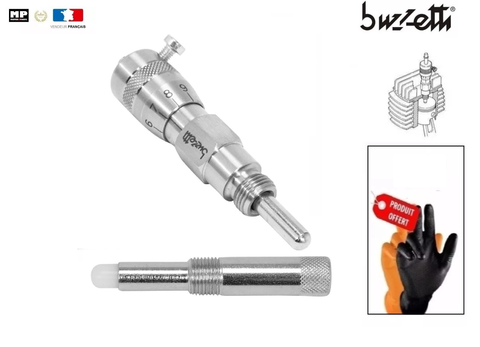 Pige de calage micrométrique 14x125 pour réglage allumage moteur 2T