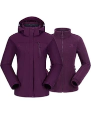 CAMEL CROWN Women's Ski Jacket 3-in-1 Waterproof Windproof Fleece Size S