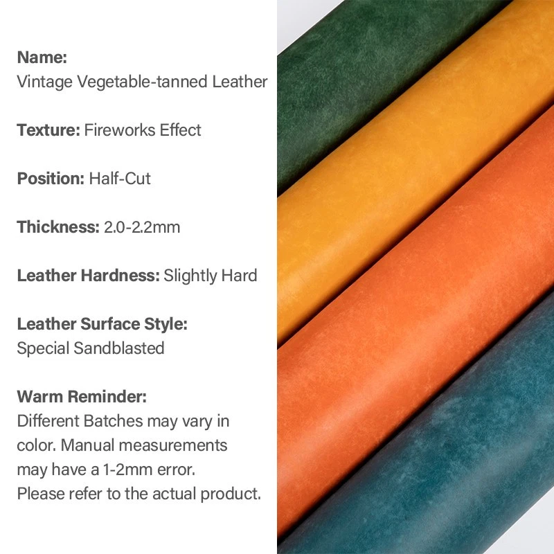 WUTA Vintage Fireworks effects Frosted Vegetable tanned Cowhide Leather 5 SQ FT - Image 2 of 4