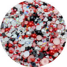 Mix Flatback Pearls and Rhinestone,60G Resin Rhinestones Half round Pearls for C