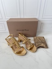 Gianvito Rossi Capua 45 Gold Metallic Leather Sandals Size 36 Italy NIB Luxury