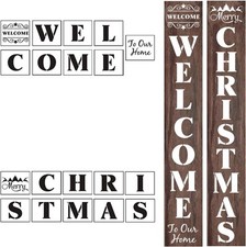 Welcome and Christmas Stencils for Painting on Wood - 19 Pack Large Vertical...