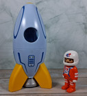 VTG Astronaut Orange Suit Helmet PLAYMOBIL 123 Pre-School Toy Blue Rocket Ship — photo 1