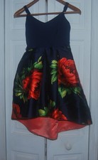 Teeze Me Multicolor Mini Satin Dress with Spaghetti Straps fit & flare Lined