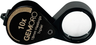 Gemoro Jewelers Loupe Magnifier | Black Hastings Triplet 10X Jewelry Eye Loop Ma