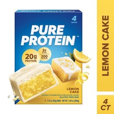 Pure Protein Bars, Lemon Cake, Gluten Free, 20g Protein, 1.76 oz, 4 Count