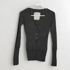 VTG Y2K Mossimo Ribbed Wool Angora Sweater M V Neck Button Minimalist Gilbert