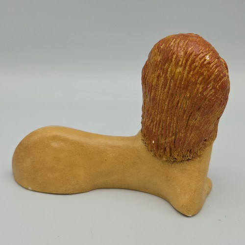 Retro Chalk Ware Lion Figurine Closed Eyes 5" Vintage Mid Century Kitschy 70s - Picture 4 of 16