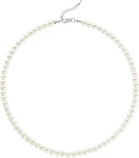 BABEYOND Round Imitation Pearl Necklace Wedding for 6mm, White 