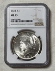 1923 $1 Peace Dollar NGC MS63 Silver Dollar High Luster