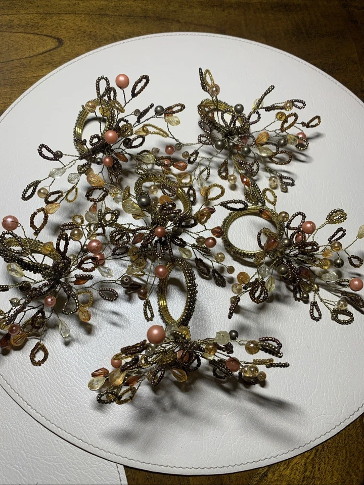 Anillos servilletas Pier One vintage ámbar oro marrón (juego de 6) Foto 3 de 4