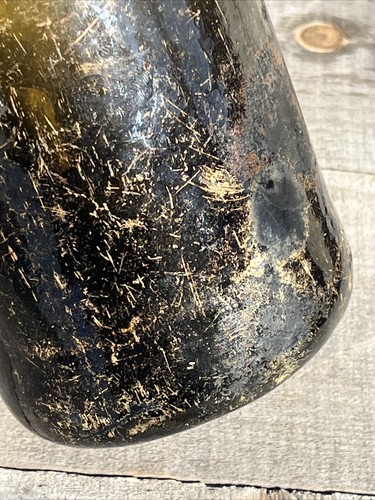 Antica bottiglia di whisky in vetro nero squat utilità scavata grezza 1750-1820 - Foto 9 di 14