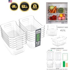 12 Pack Plastic Storage Bins, Multi-Use Organizer Bins, Pantry Organizer, Cle...