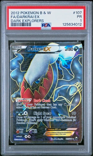 PSA 1 PR 2012 Pokemon Black & White Dark Explorers Full Art Darkrai EX 107/108