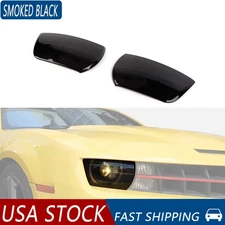 🥇Front Headlight Lamp Cover Trim Bezel For Chevy Camaro 2010-2015 Smoked Black