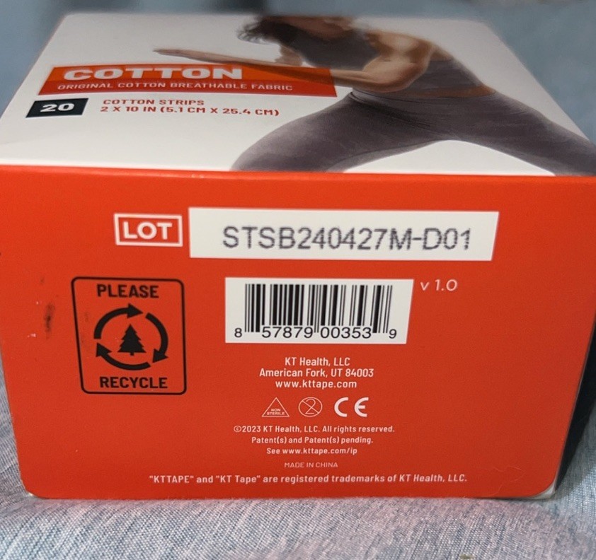 KT Tape Cotton Elastic Kinesiology Athletic Tape 20 Count 10” Precut Strips