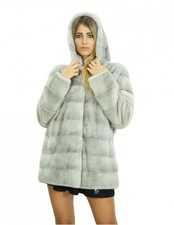 Cappotto lungo 72 centimetri visone zaffiro 46 lavorazione orizzontale a mani...