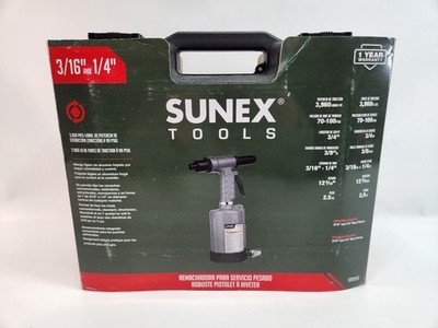 SUNEX TOOLS SX1819T Heavy Duty Rivet Gun Sets 3/16  + 1/4  Rivets  3690 lbs