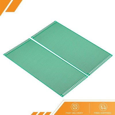 2Pack 8.7'' x 3.9'' PCB Board Circuit Prototype Perfboard Solder Boards Green