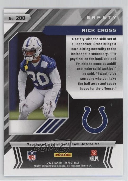 2022 Panini XR Rookies Auto /199 Nick Cross #200 Rookie Auto RC - Image 2 of 2