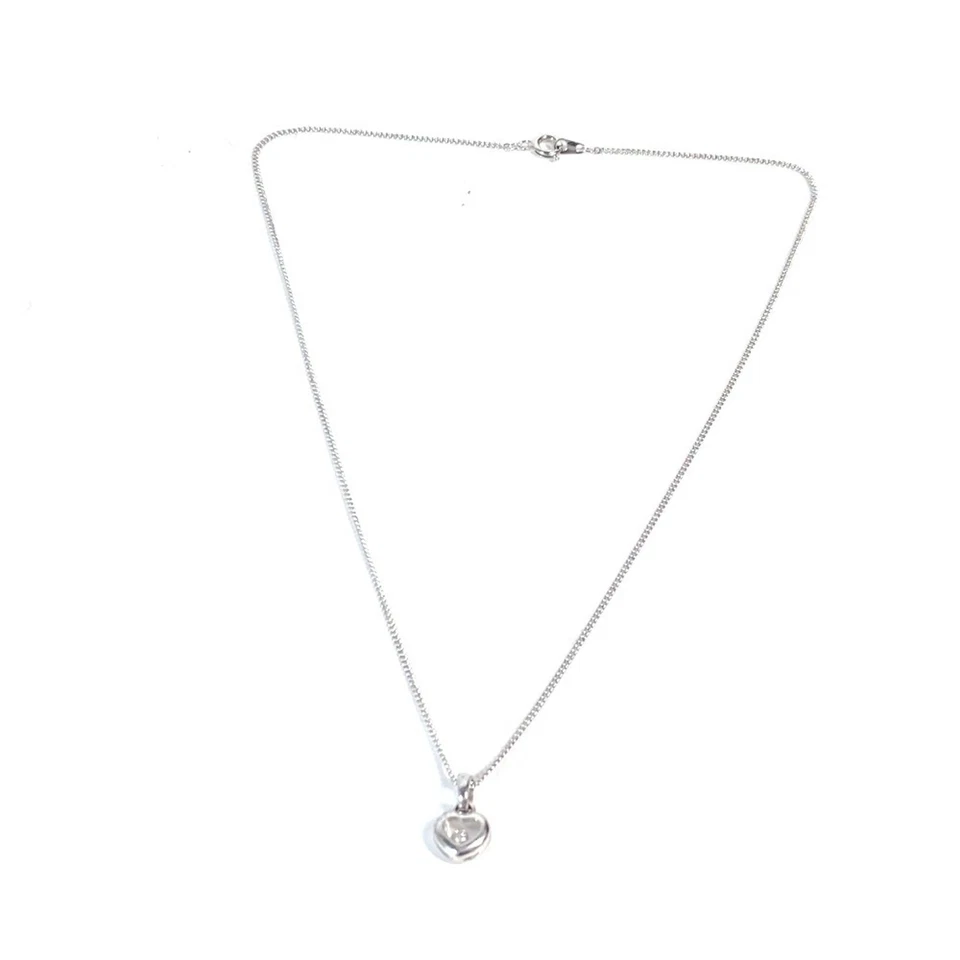 Collar colgante de cadena de diamantes felices corazón de chopard K18WG plateado para mujer Foto 2 de 4