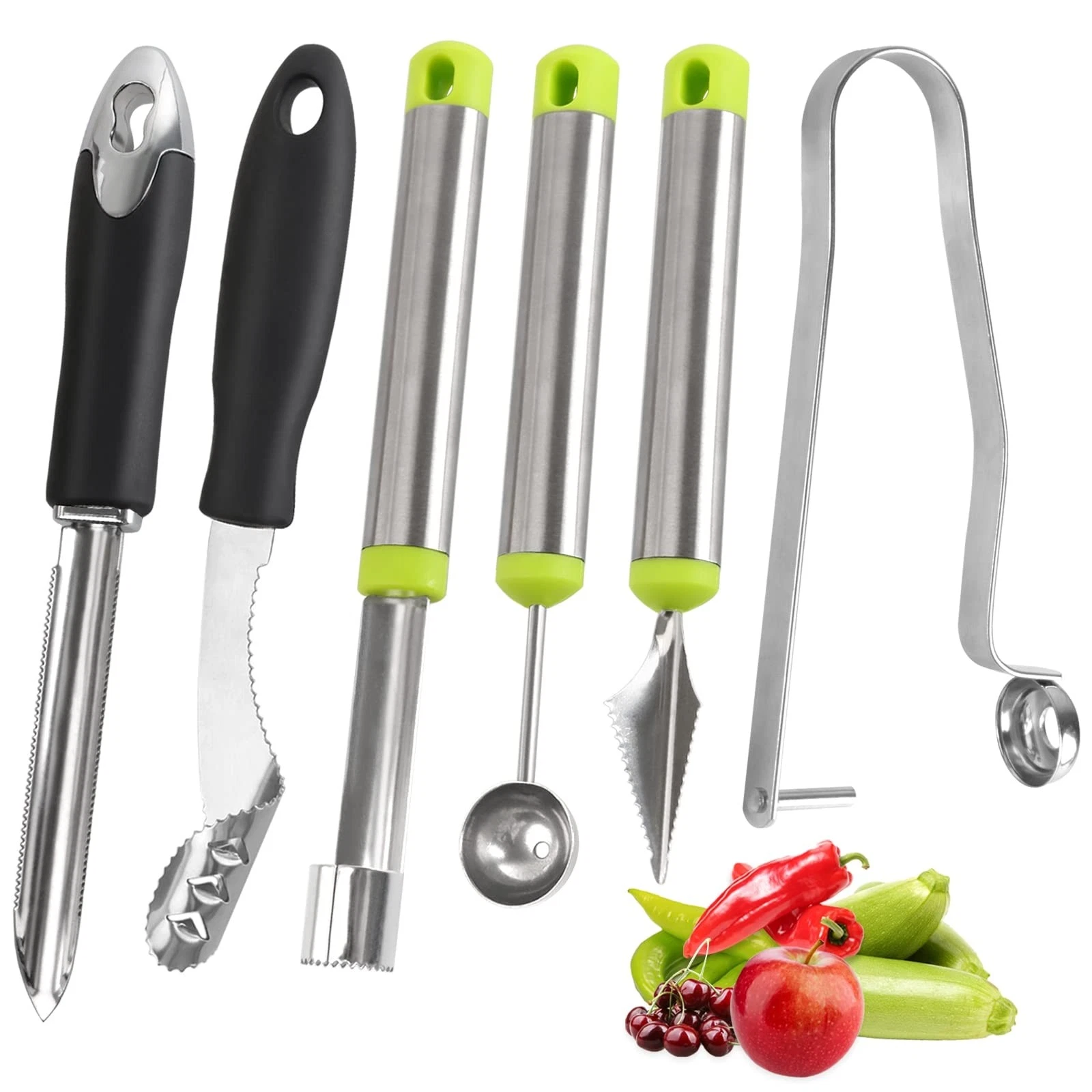 Vegetable Corer Tool, 6 Pcs Stainless Steel Fruit and Vegetable Corer Tools for