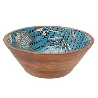 Schale Obstschale Servierschale 20 Cm Mangoholz Braun Blau Dekoschale GeblüMt
