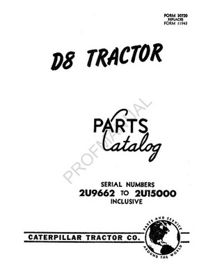 Caterpillar Cat D8 Tractor Parts Catalog Manual ser 2U9662-15000