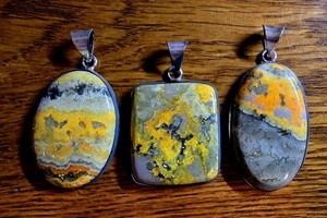 Bumble Bee Jasper Pendant LOT of Three! 
