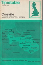 CROSVILLE BUS TIMETABLE BOOK NO.1 AREA SEP 1969 WITH ROUTE MAP