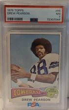 1975 Topps #65 Drew Pearson RC Rookie Dallas Cowboys Football Card PSA 7 NM HOF