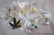 WHOLESALE LOT OF 12 MARIJUANA LEAF PINS lapel tie tack Pot 420 Weed green gold