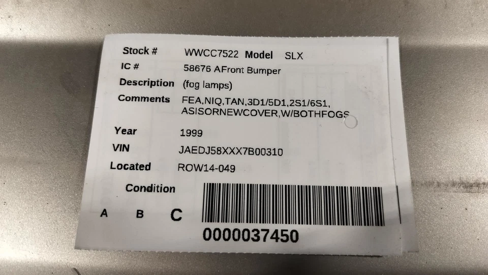 Front Bumper Fender Flare With Fog Lamps Fits 98-02 ISUZU TROOPER 2060346 Foto 4 de 4