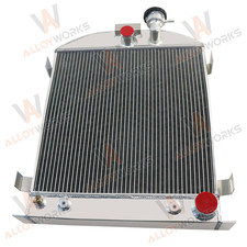 3 Rows Aluminium Radiator For 1933 1934 Ford Chopped Cars w/ Chevy V8 AT/MT.
