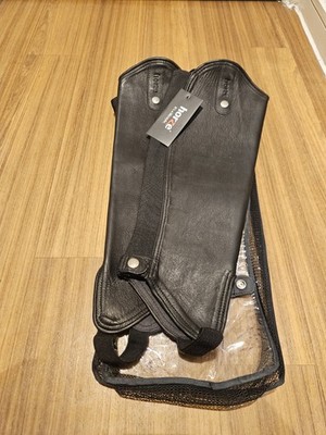 Horze Soft Leather Half Chaps Gamaschen Schwarz Erwachsene Large