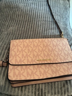 Michael Kors Pink Logo Crossbody Bag Zip Closure Detachable Adjustable Strap