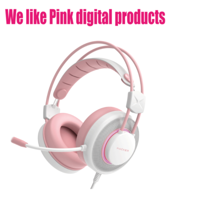 ABKO N800 Pink Headset Virtual 7.1 Channel Vibration Mic GAMING