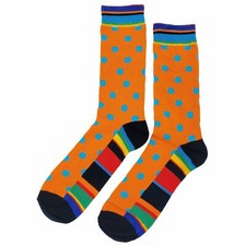 NWT Wild Color Dress Socks Novelty Men 8-12 Orange Crazy Fun Sockfly
