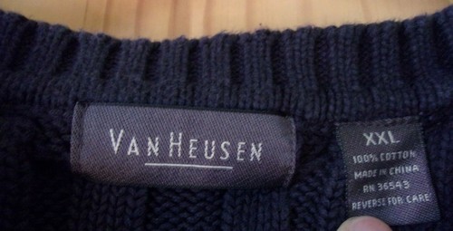 Van Heusen Navy Cabled Crewneck Sweater, Mens XXL - Picture 4 of 4