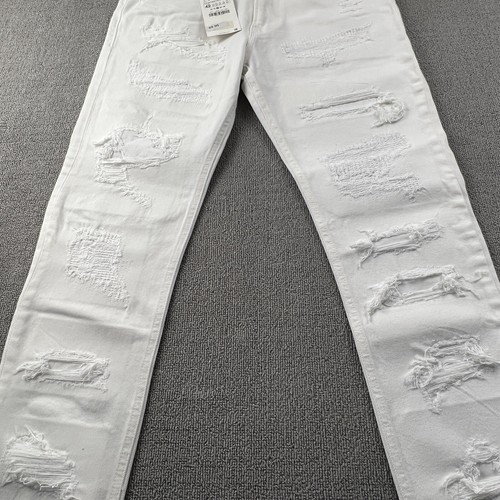 Zara Pants Adult 32W 31L White Distressed Jeans Skinny Casual Streetwear Men's - Picture 6 of 17
