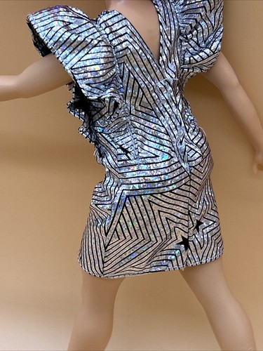 Barbie Fashionistas Fashion Pack Doll Dress Silver Star Pattern For Curvy Barbie - Picture 3 of 9