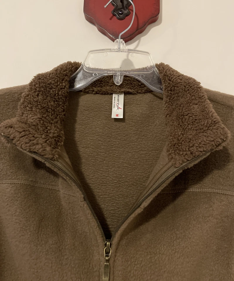 Chaleco cálido Exertek para mujer talla mediana marrón polar con cremallera sin mangas! A5240 Foto 3 de 4