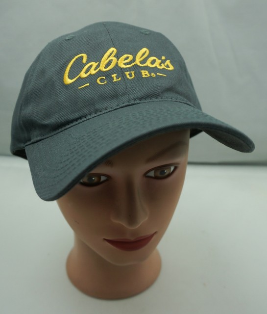 Cabela's Club Hat Gray Stitched Adjustable Baseball Cap PreOwned ST228