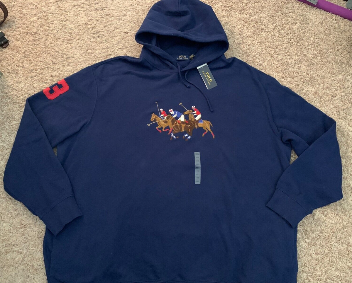 NWT Ralph Lauren Hoodie Sweatshirt Triple Pony Navy Blue - Men's