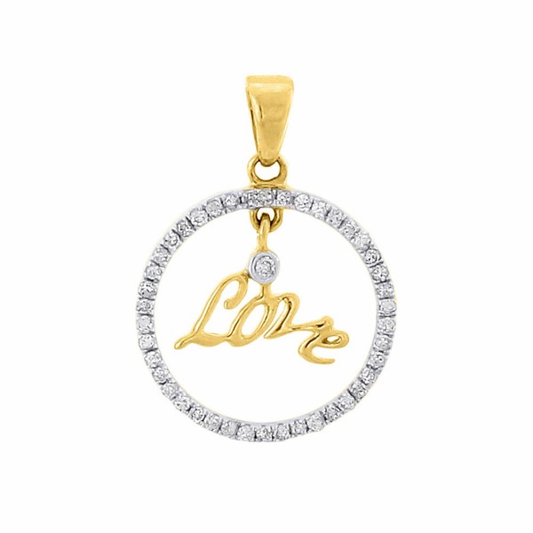 Kreis Liebe Diamant AnhäNger 10K Gelbgold Rund AnhäNger 1/4 Karat-image